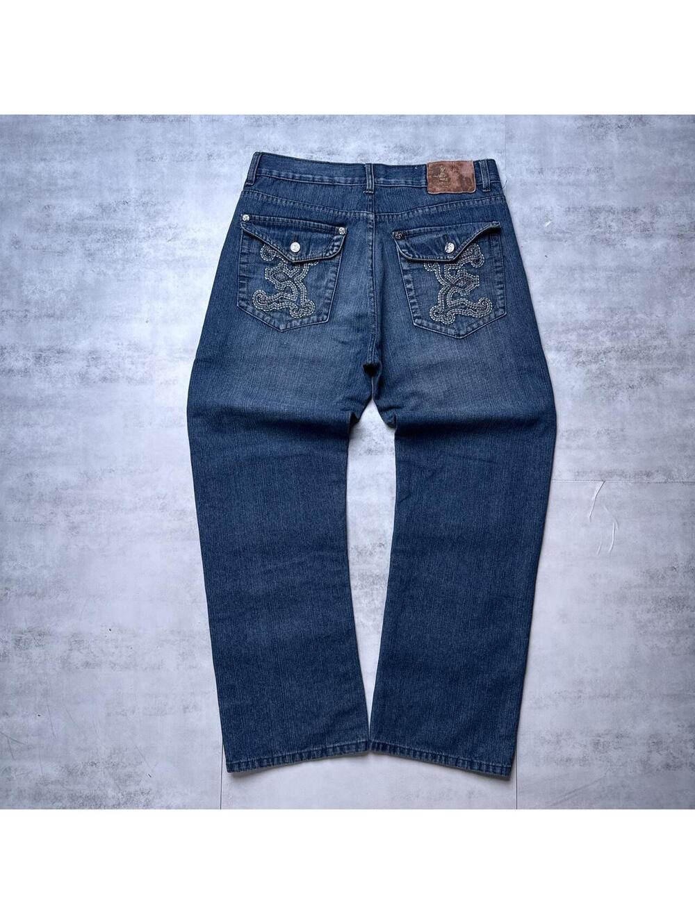 Y2K Jeanstation Denim Embroidered 00s baggy denim jeans